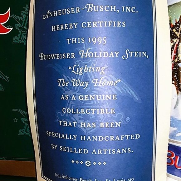 1995 Budweiser Clydesdales Holiday Beer Stein - Lighting the Way Home! - Picture 8 of 11